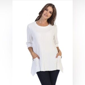 FOCUS Ribbed Patch Pocket Tunic - White